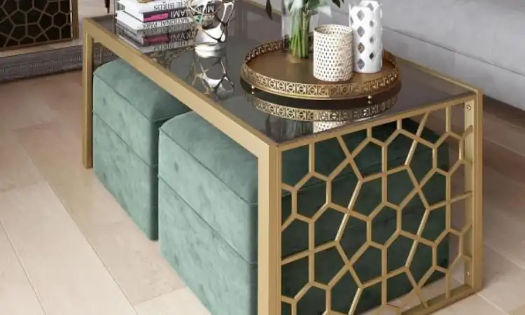 Meja kuningan desain geometris, Sumber: pinterest.com